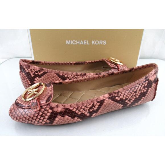 Michael Kors Lillie Moccasin Flat Shoes MK Logo at Vamp Shell Pink Size 7 - Picture 4 of 8